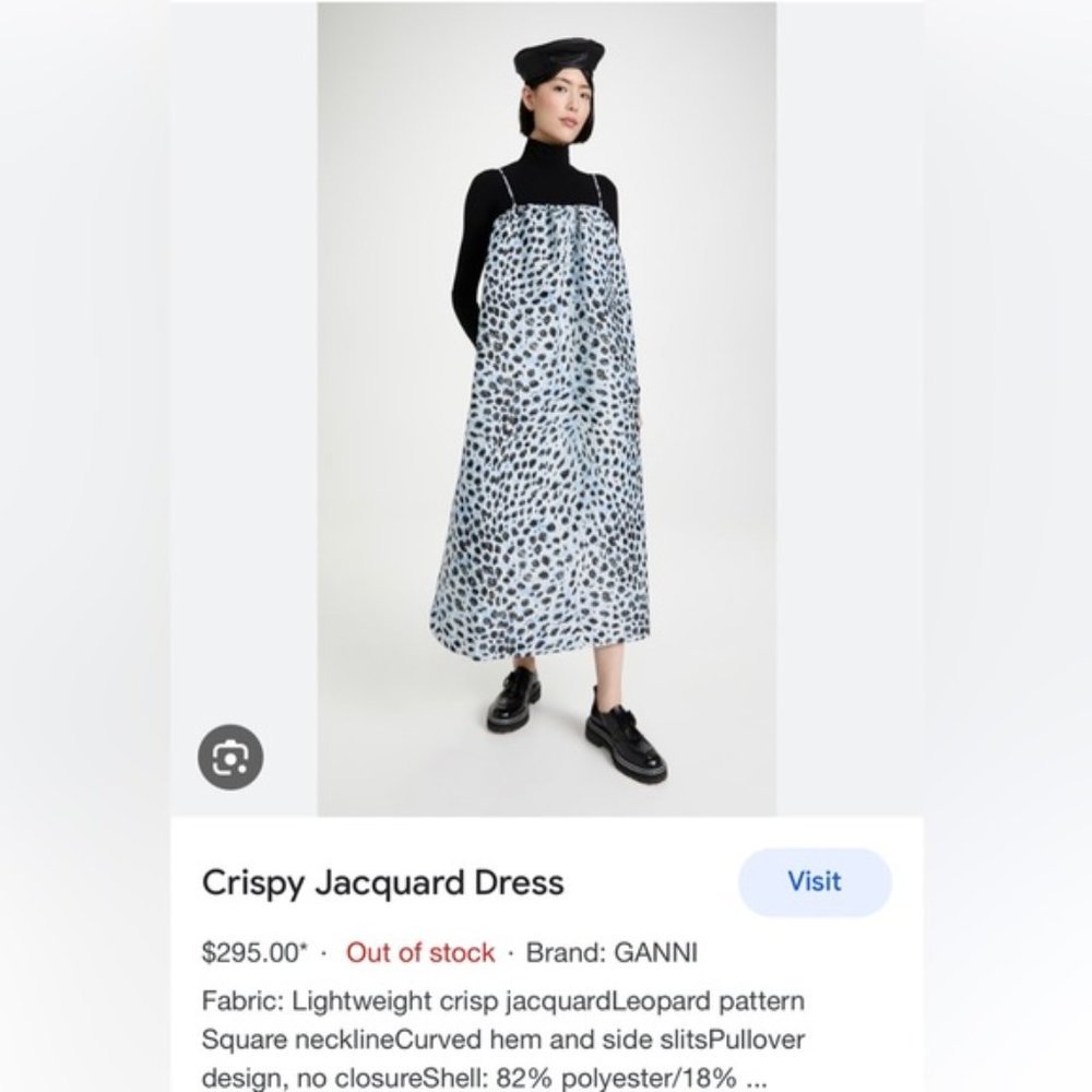 NWT GANNI leopard jacquard dress Size 42 - Picture 4 of 12